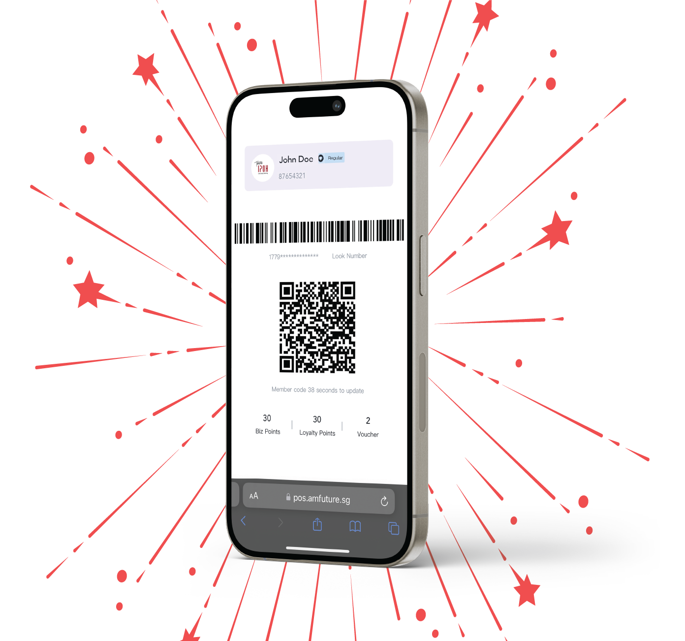 Taste Ipoh membership app with QR code